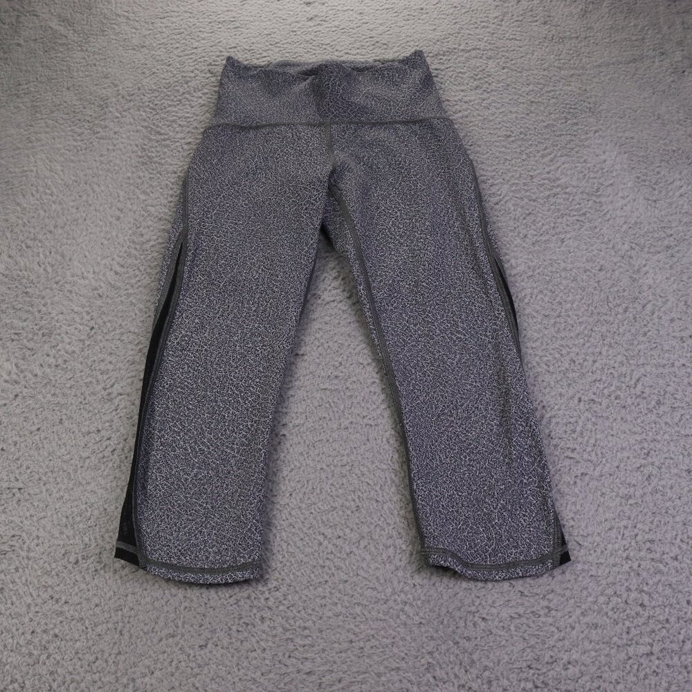 Lululemon Cropped Leggings Womens 2 Gray Black Athletic Workout Gym Breathable